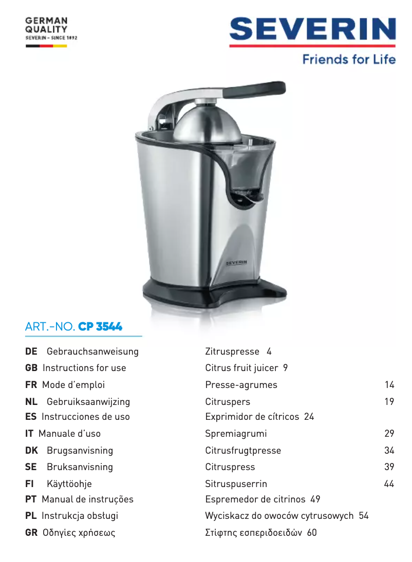 Página 1 del manual Manual de usuario Severin CP 3544