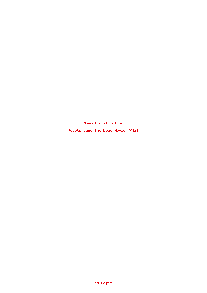 Page 1 de la notice Manuel utilisateur Lego The Lego Movie 70821