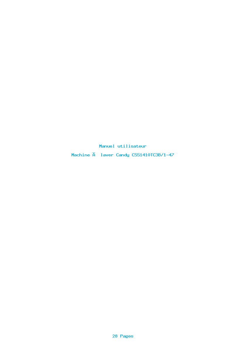 Page 1 de la notice Manuel utilisateur Candy CSS1410TC3B/1-47