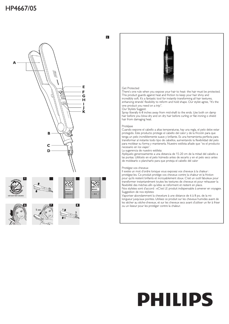Page 1 de la notice Manuel utilisateur Philips SalonStraight Pro XL HP4667
