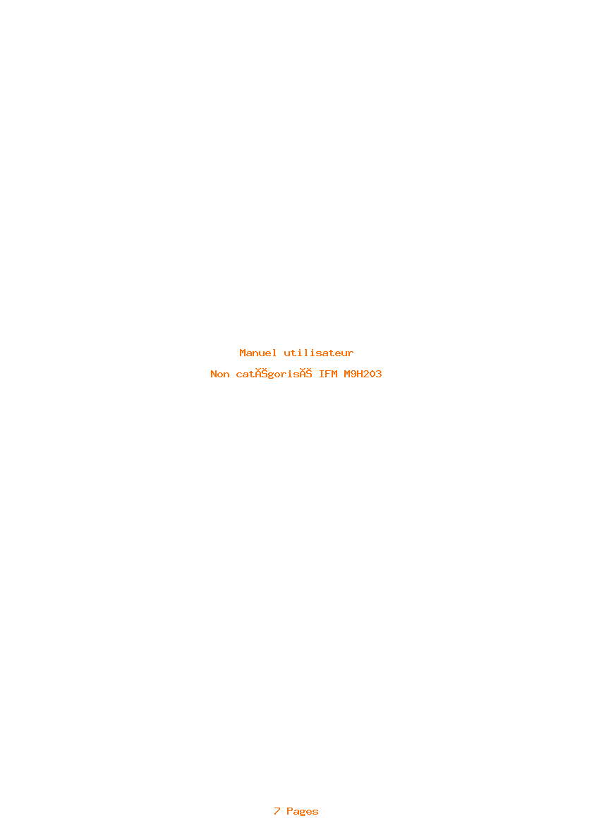 Page 1 de la notice Manuel utilisateur IFM M9H203