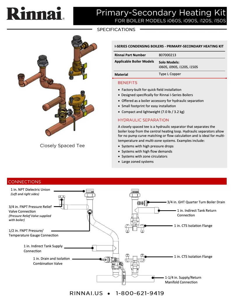 Page 1 de la notice Fiche technique Rinnai i120SN
