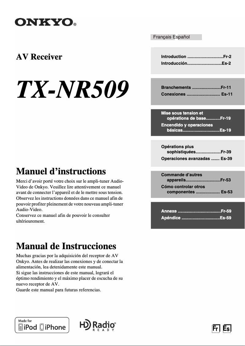 Página 1 del manual Manual de usuario Onkyo TX-NR509
