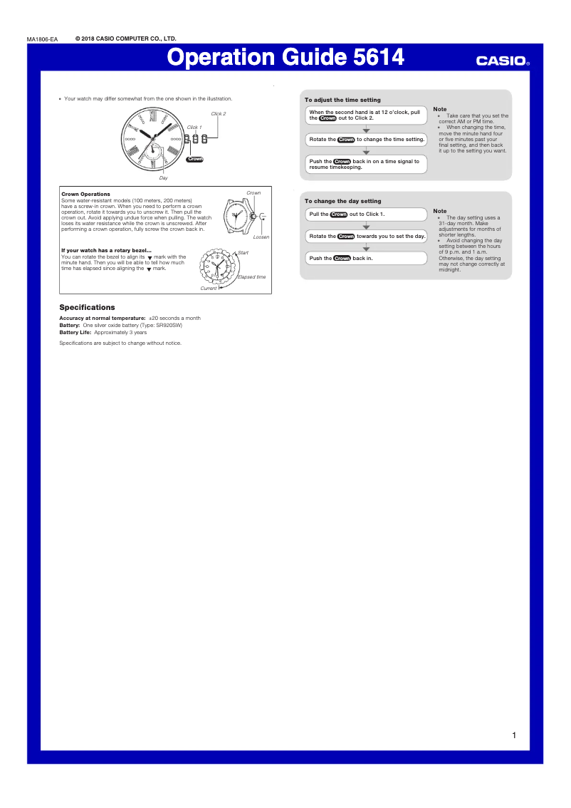 Page 1 de la notice Manuel utilisateur Casio Sheen SHE-3066PG-4AUEF
