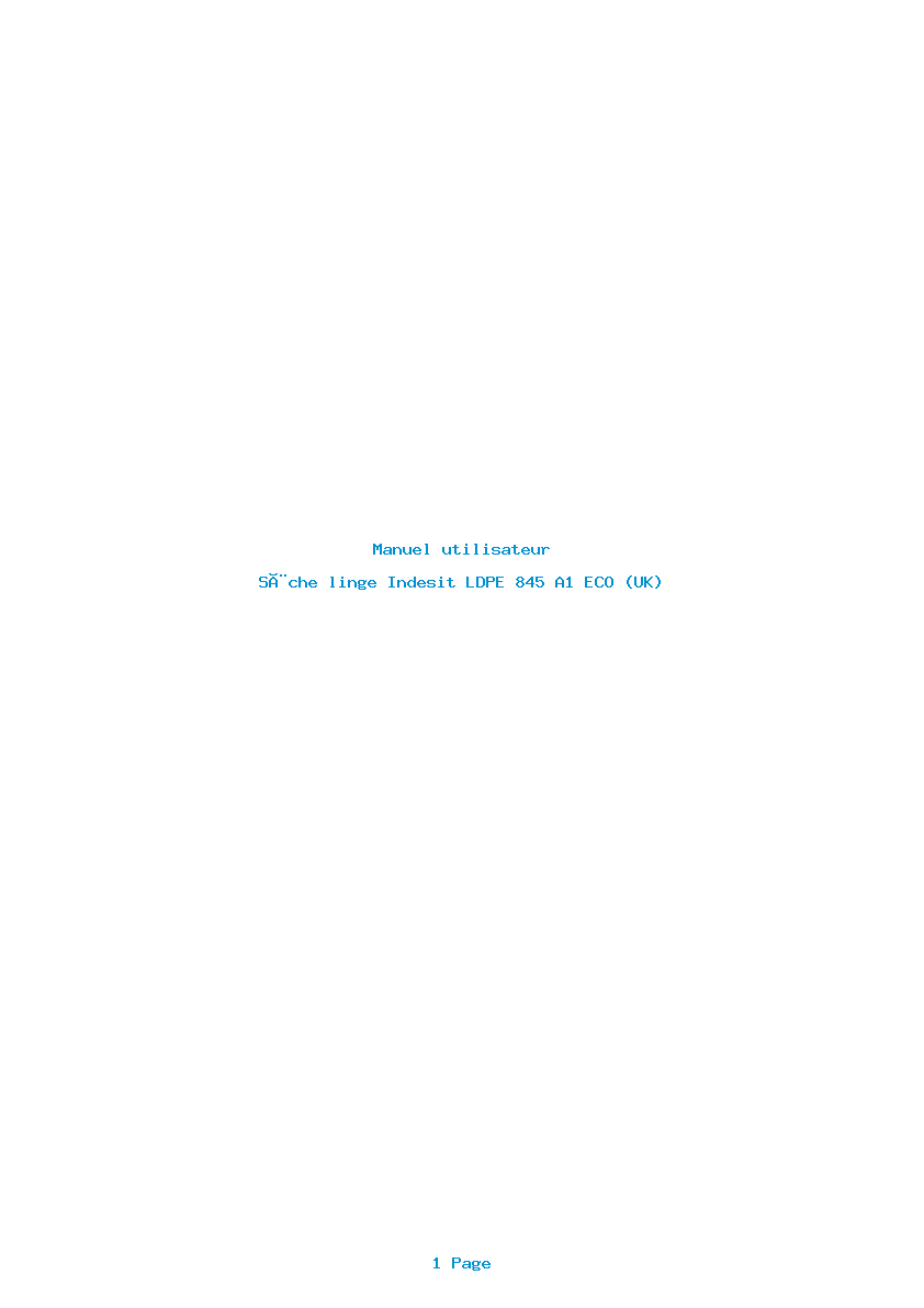 Page 1 de la notice Manuel utilisateur Indesit LDPE 845 A1 ECO (UK)