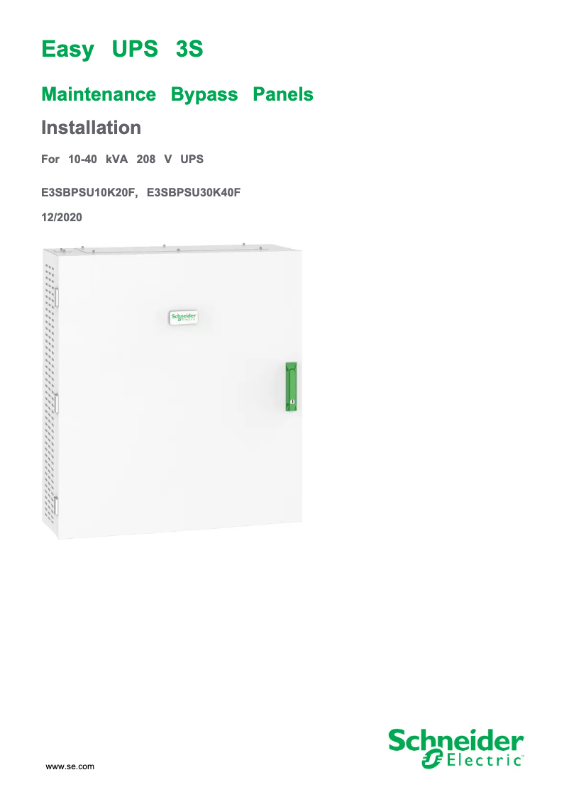 Página 1 del manual Manual de usuario APC E3SBPSU10K20F