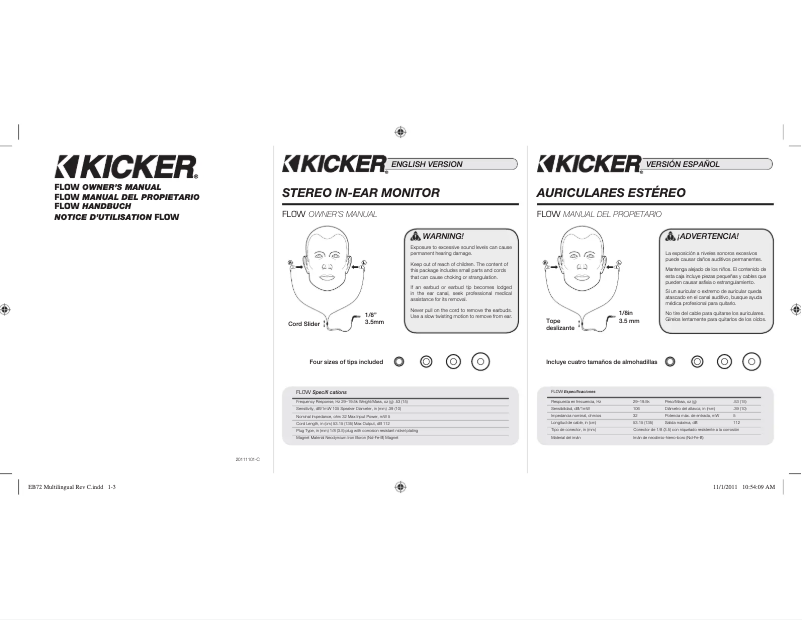 Page 1 of the manual User Manual Kicker Flow Talk