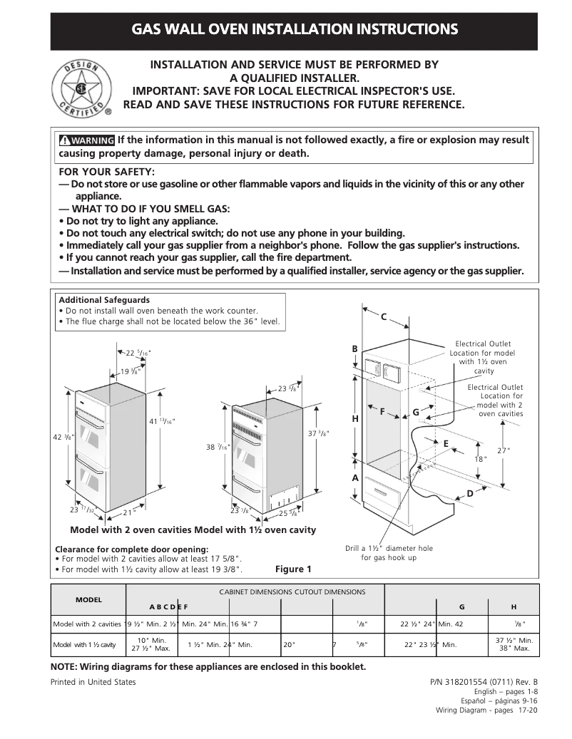 Page 1 de la notice Guide d'installation Frigidaire FGB24T3EC