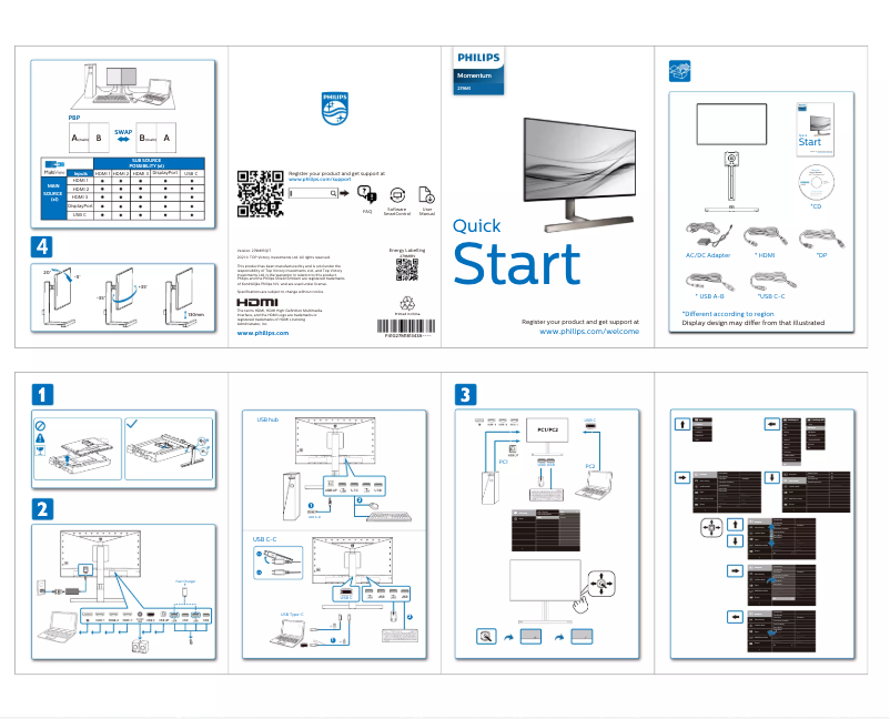 Page n°1 - Guide de démarrage rapide Philips Momentum 279M1RV