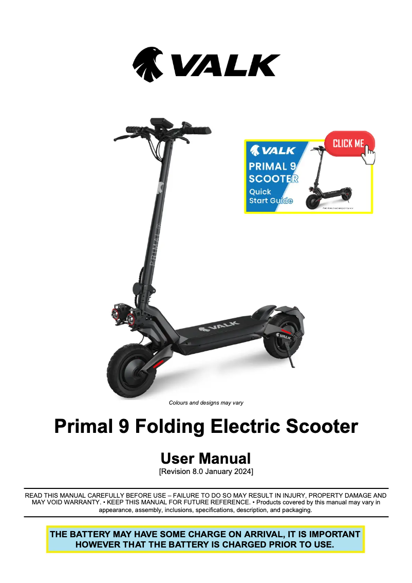 Página 1 del manual Manual de usuario Valk Primal 9