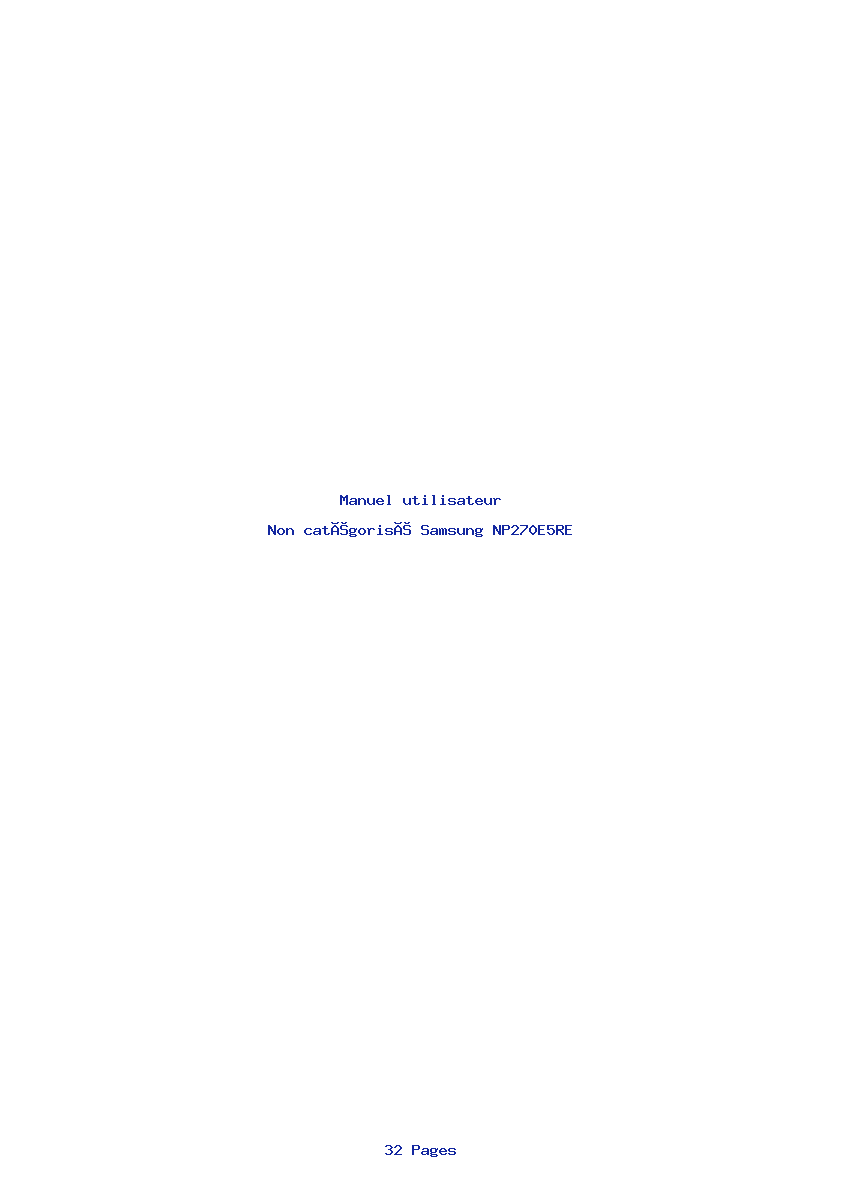 Page 1 de la notice Manuel utilisateur Samsung NP270E5RE