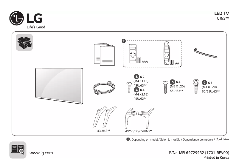Page 1 de la notice Manuel utilisateur LG 55UJ630V