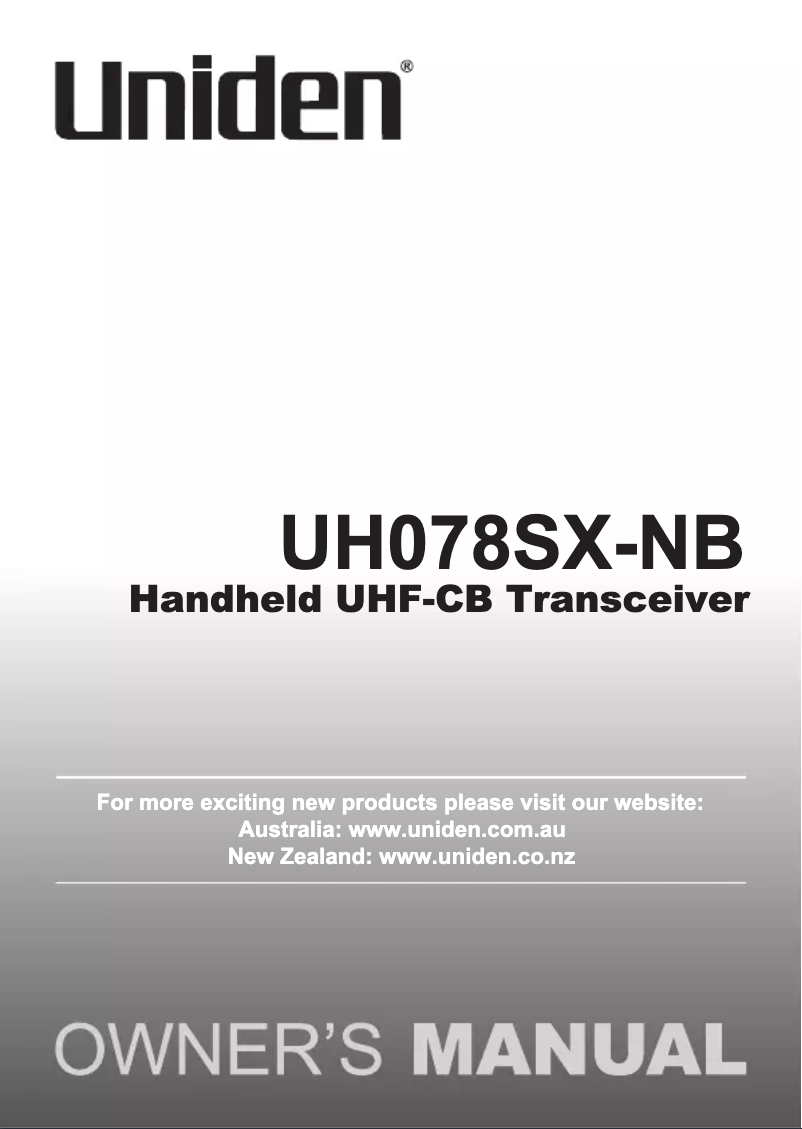 Page 1 of the manual User Manual Uniden UH078SX-NB