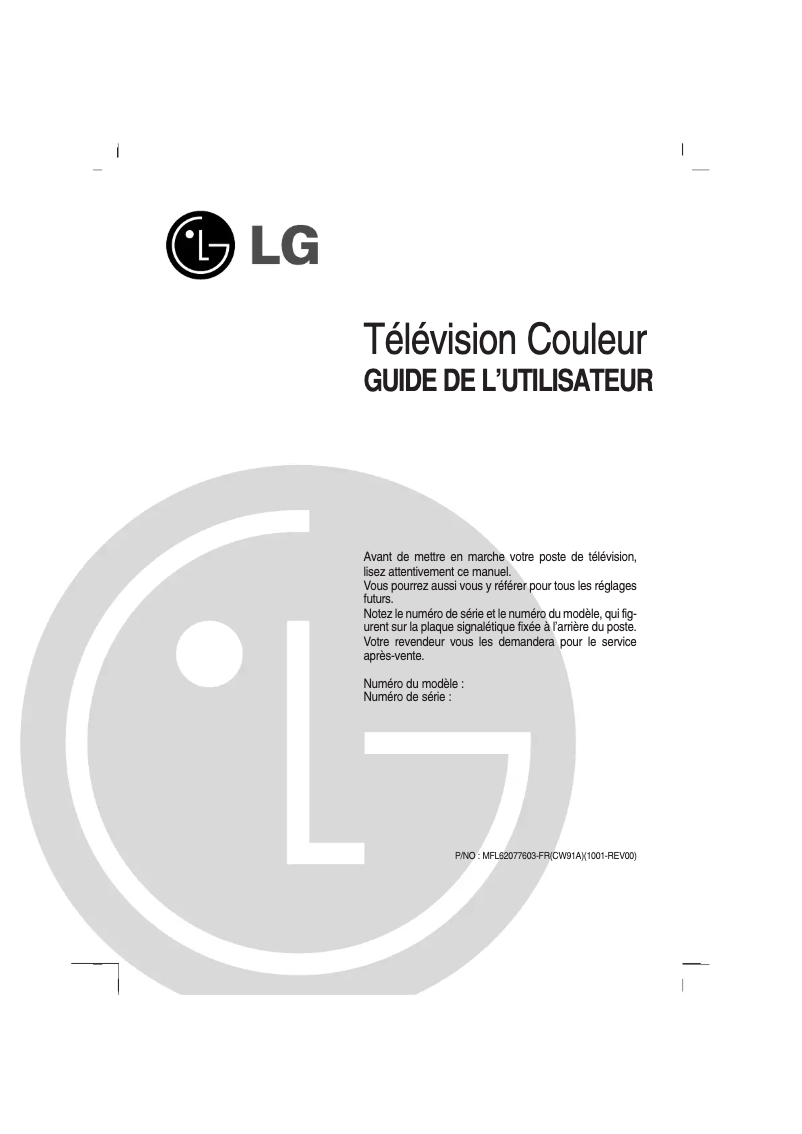 Page 1 of the manual User Manual LG 29SA2RL