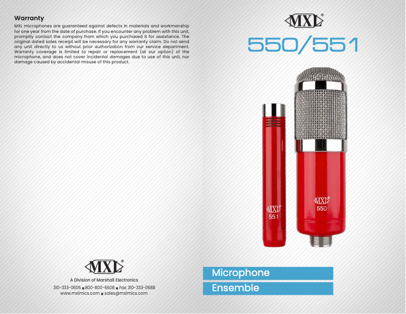 Page 1 de la notice Manuel utilisateur MXL 550
