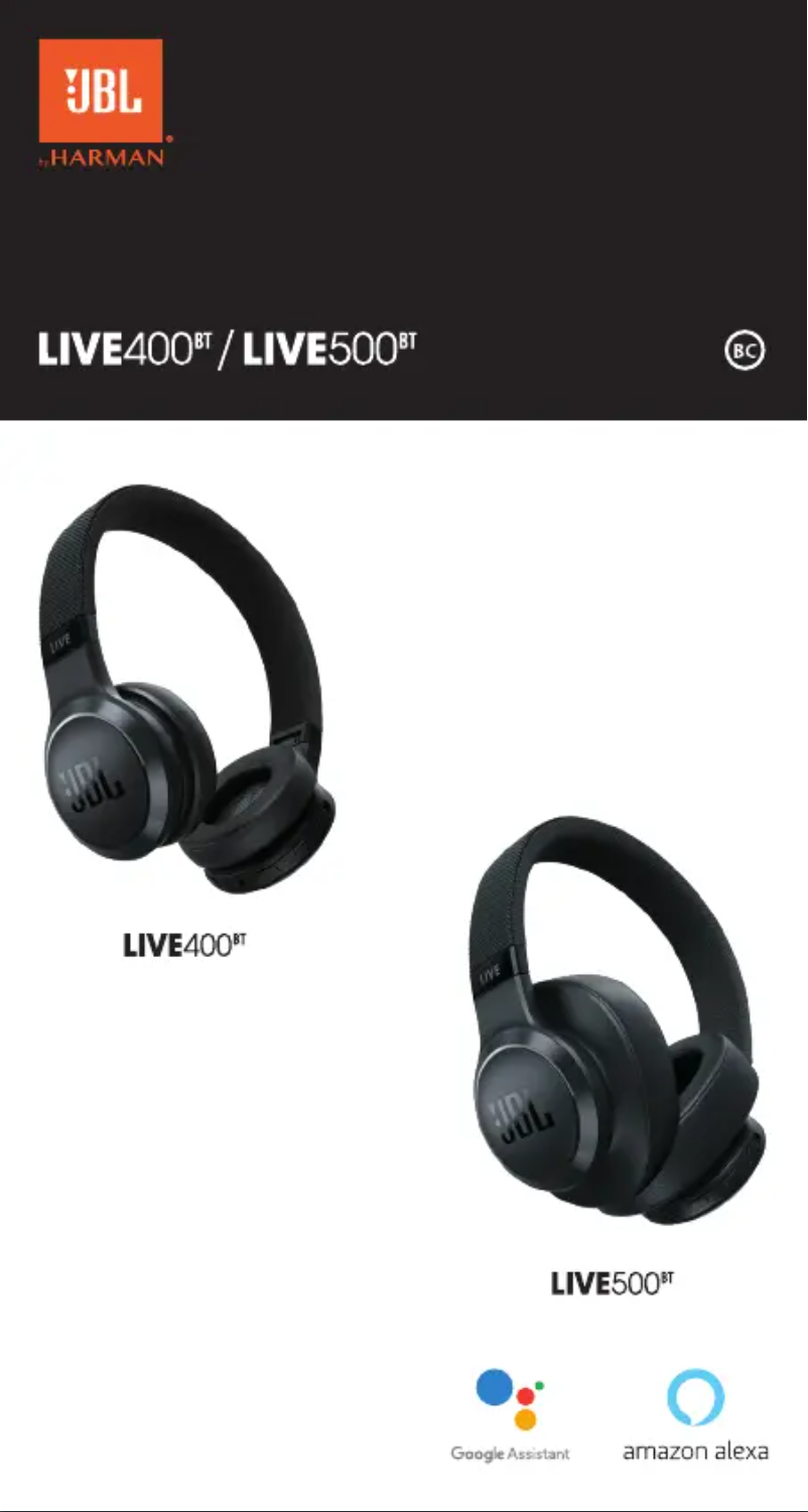 Page 1 de la notice Manuel utilisateur JBL LIVE 400BT