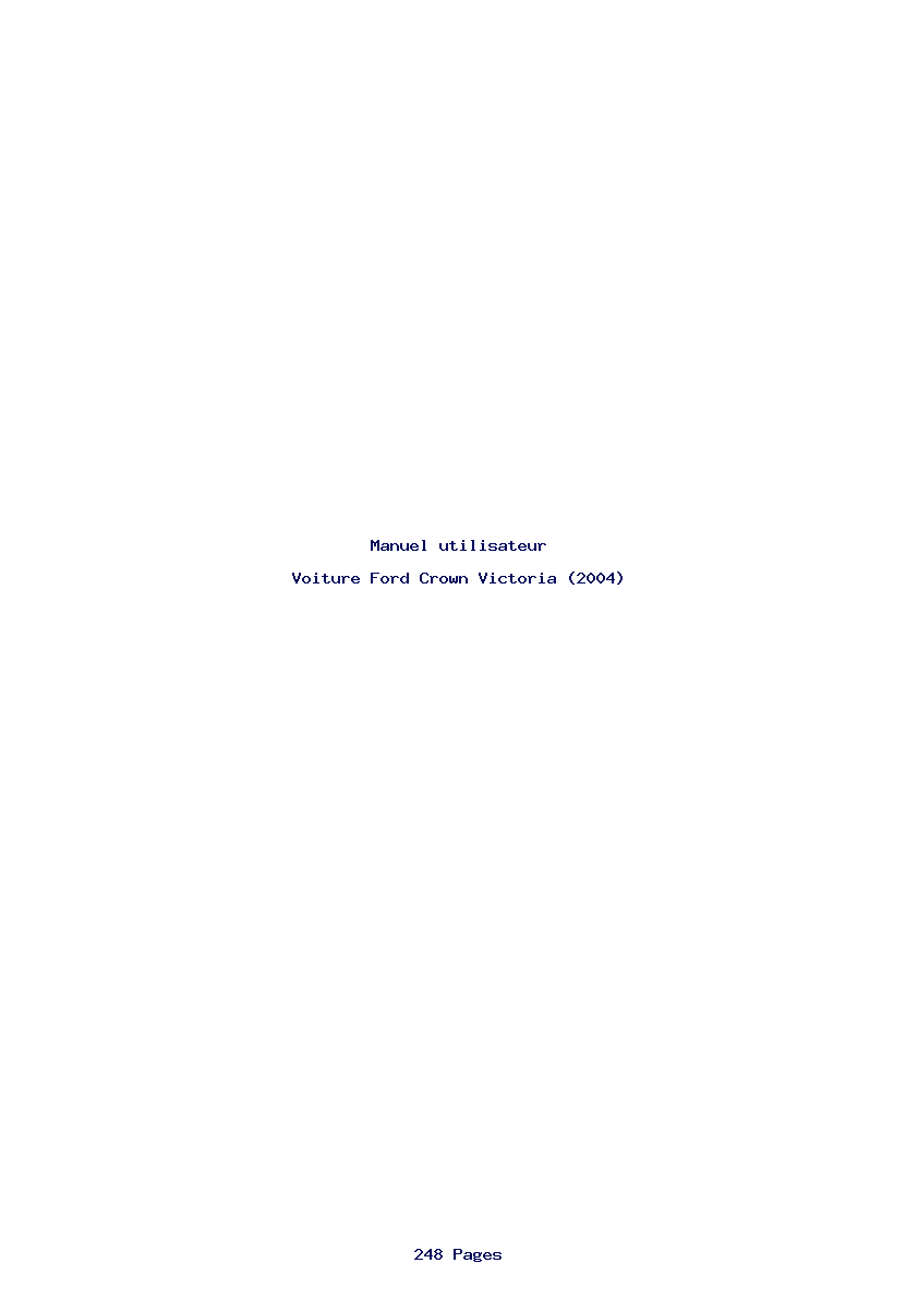 Page 1 de la notice Manuel utilisateur Ford Crown Victoria (2004)