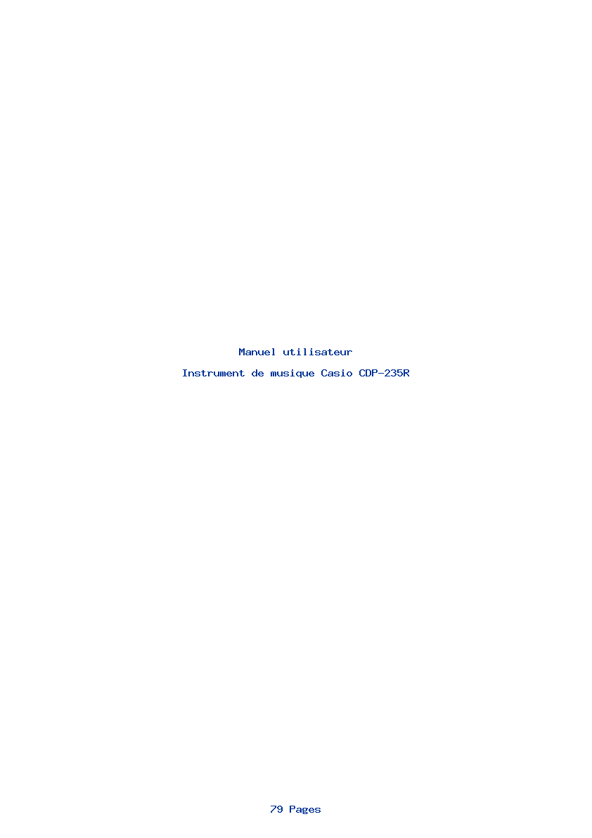 Page 1 de la notice Manuel utilisateur Casio CDP-235R