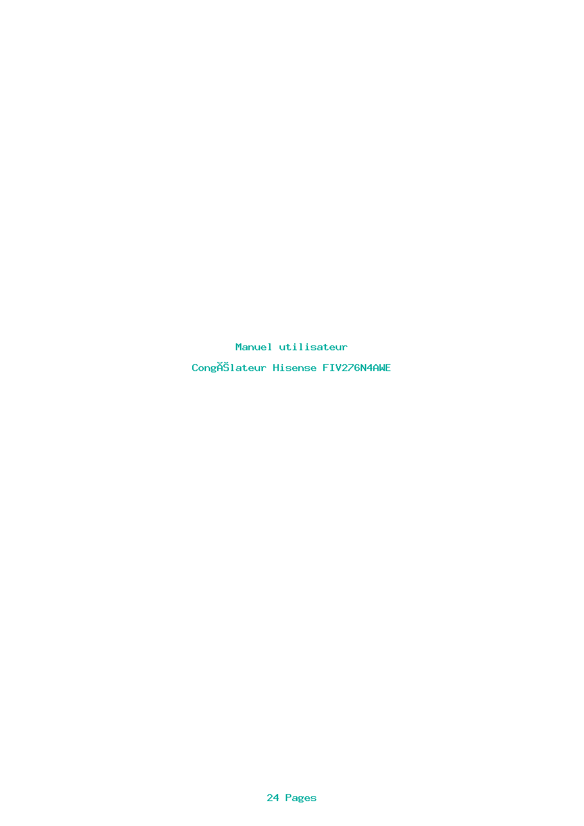 Page 1 de la notice Manuel utilisateur Hisense FIV276N4AWE