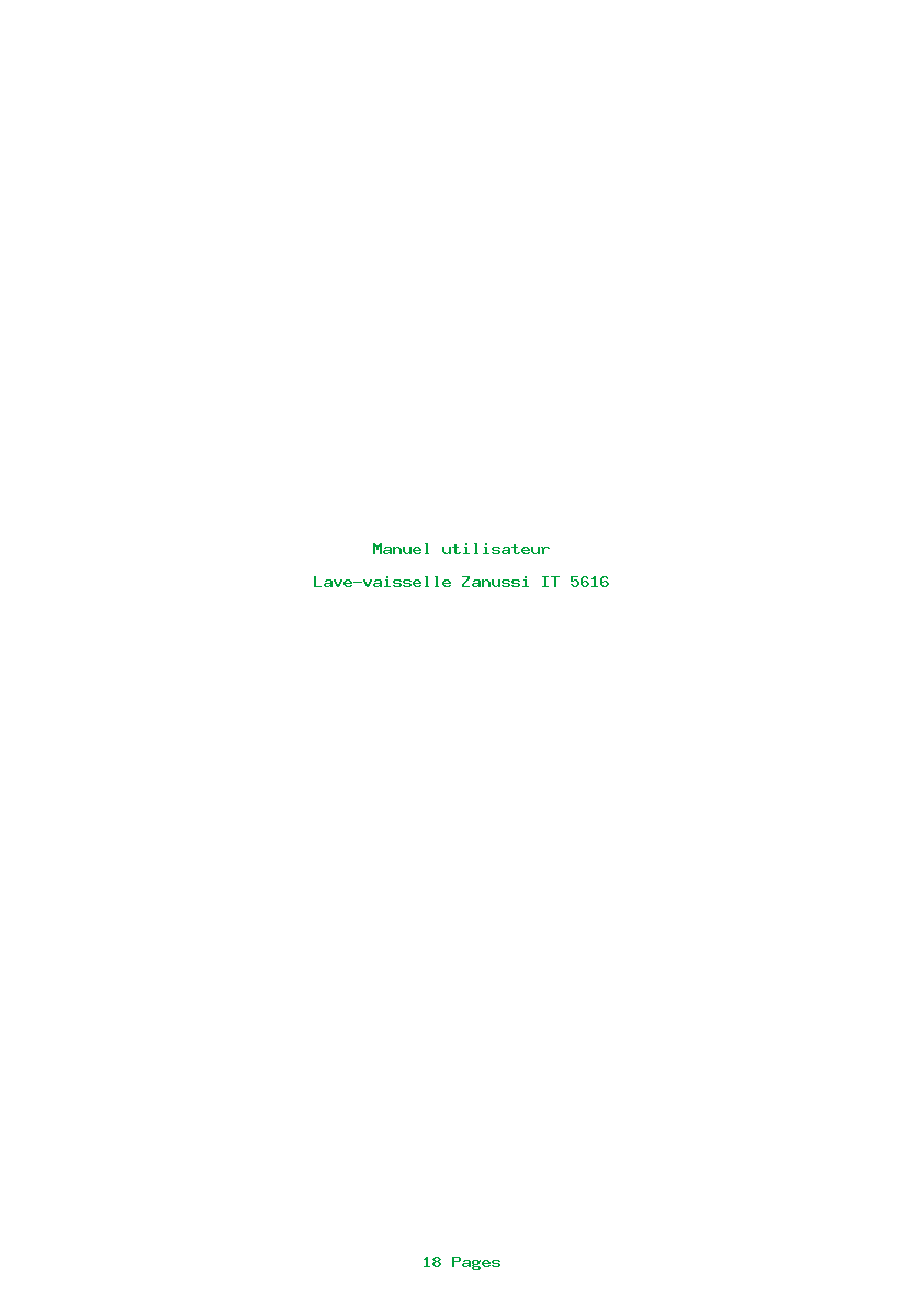 Page 1 de la notice Manuel utilisateur Zanussi IT 5616