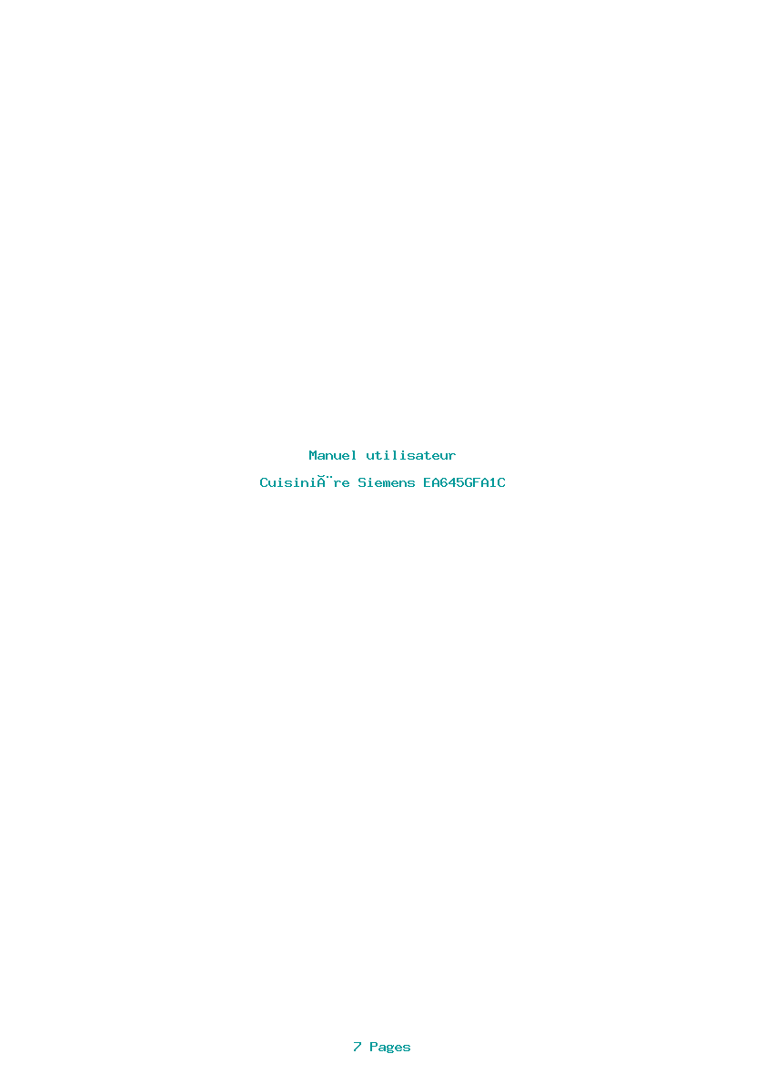 Page 1 de la notice Manuel utilisateur Siemens EA645GFA1C