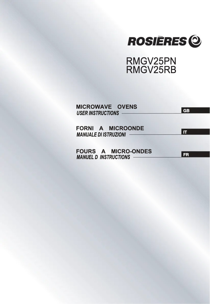 Page 1 de la notice Manuel utilisateur Rosieres RMGV25RB