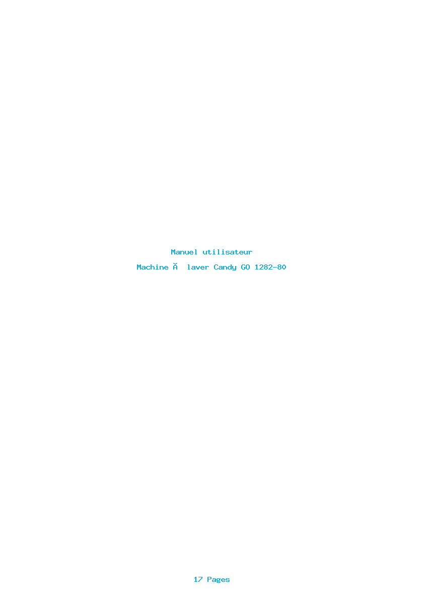Page 1 de la notice Manuel utilisateur Candy GO 1282-80