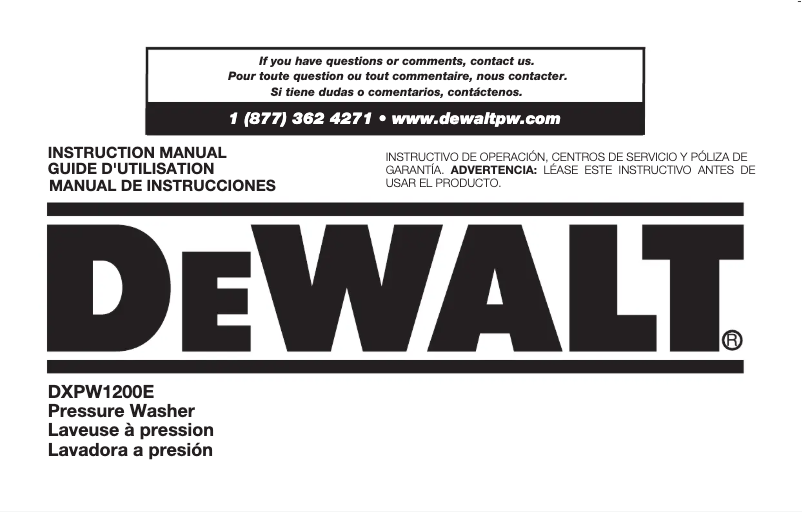 Page 1 de la notice Manuel utilisateur DeWalt DXPW1200E