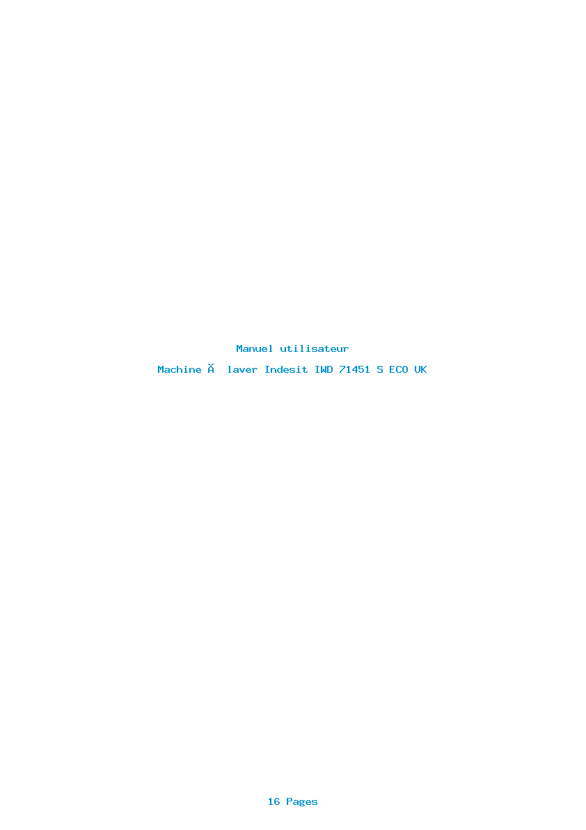 Page 1 de la notice Manuel utilisateur Indesit IWD 71451 S ECO UK