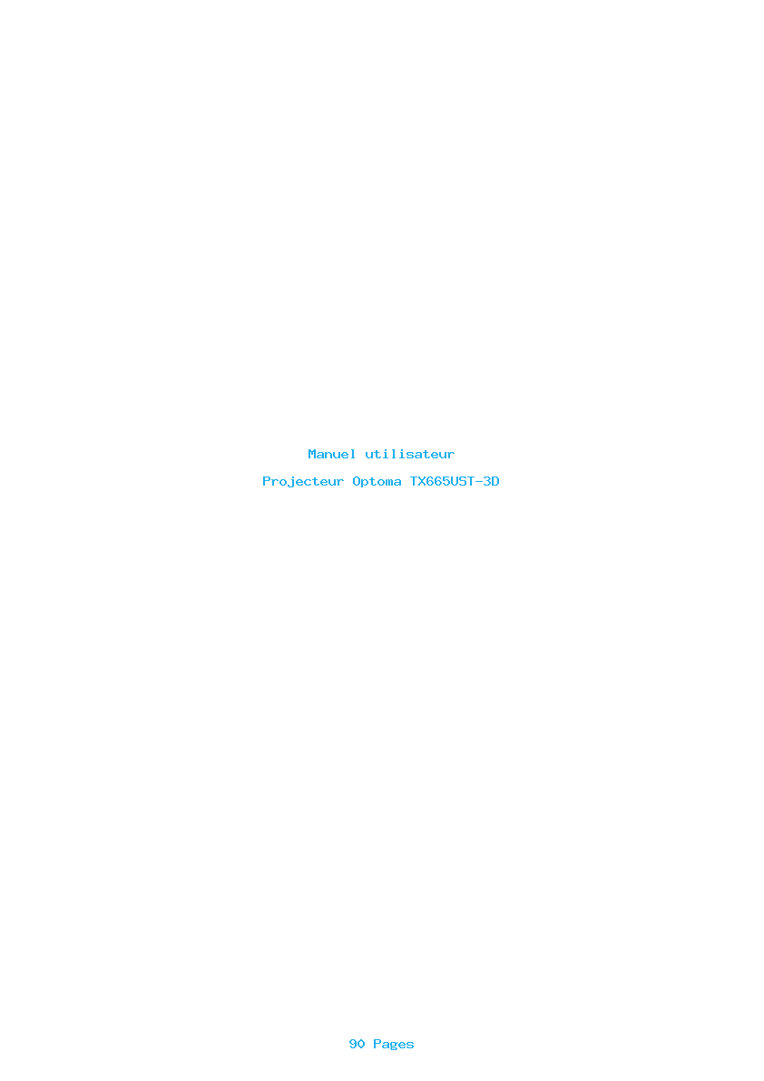 Page 1 de la notice Manuel utilisateur Optoma TX665UST-3D