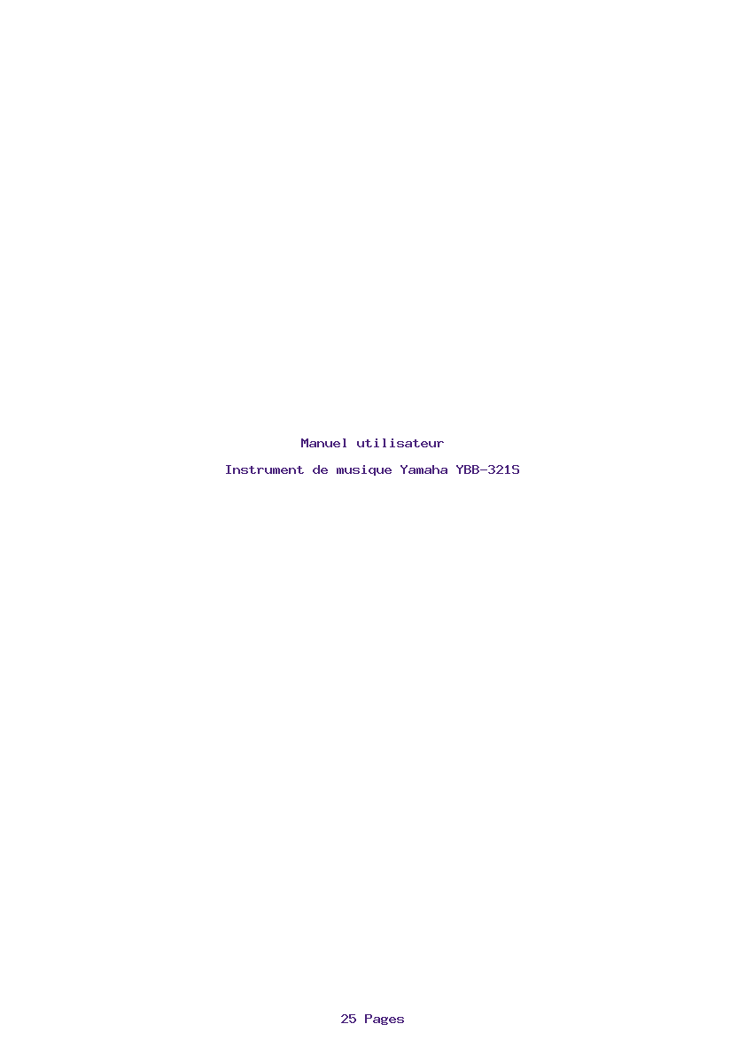 Page 1 de la notice Manuel utilisateur Yamaha YBB-321S