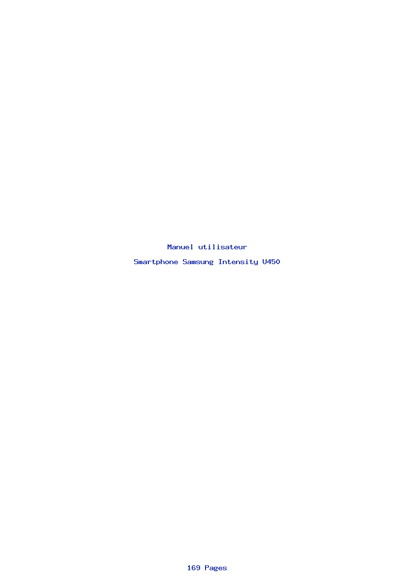 Page 1 de la notice Manuel utilisateur Samsung Intensity U450