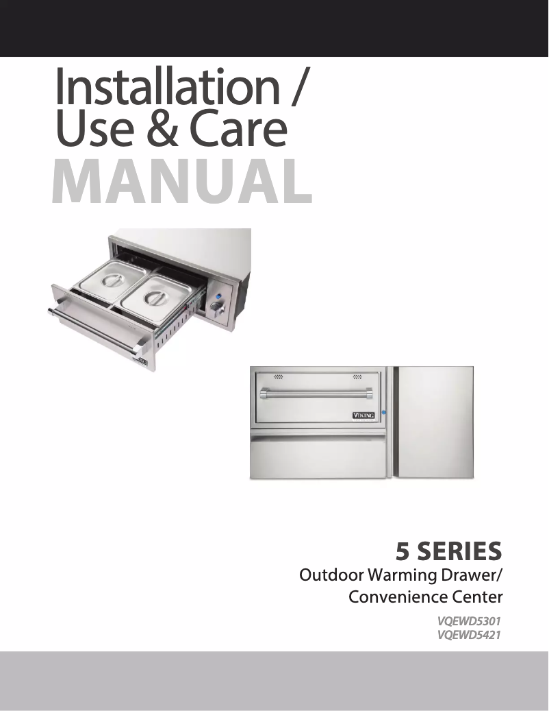 Page 1 de la notice Manuel d'utilisation et d'entretien Viking VQEWD5421SS