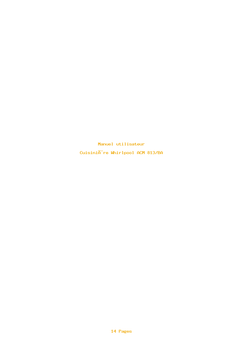 Page 1 de la notice Manuel utilisateur Whirlpool ACM 813/BA