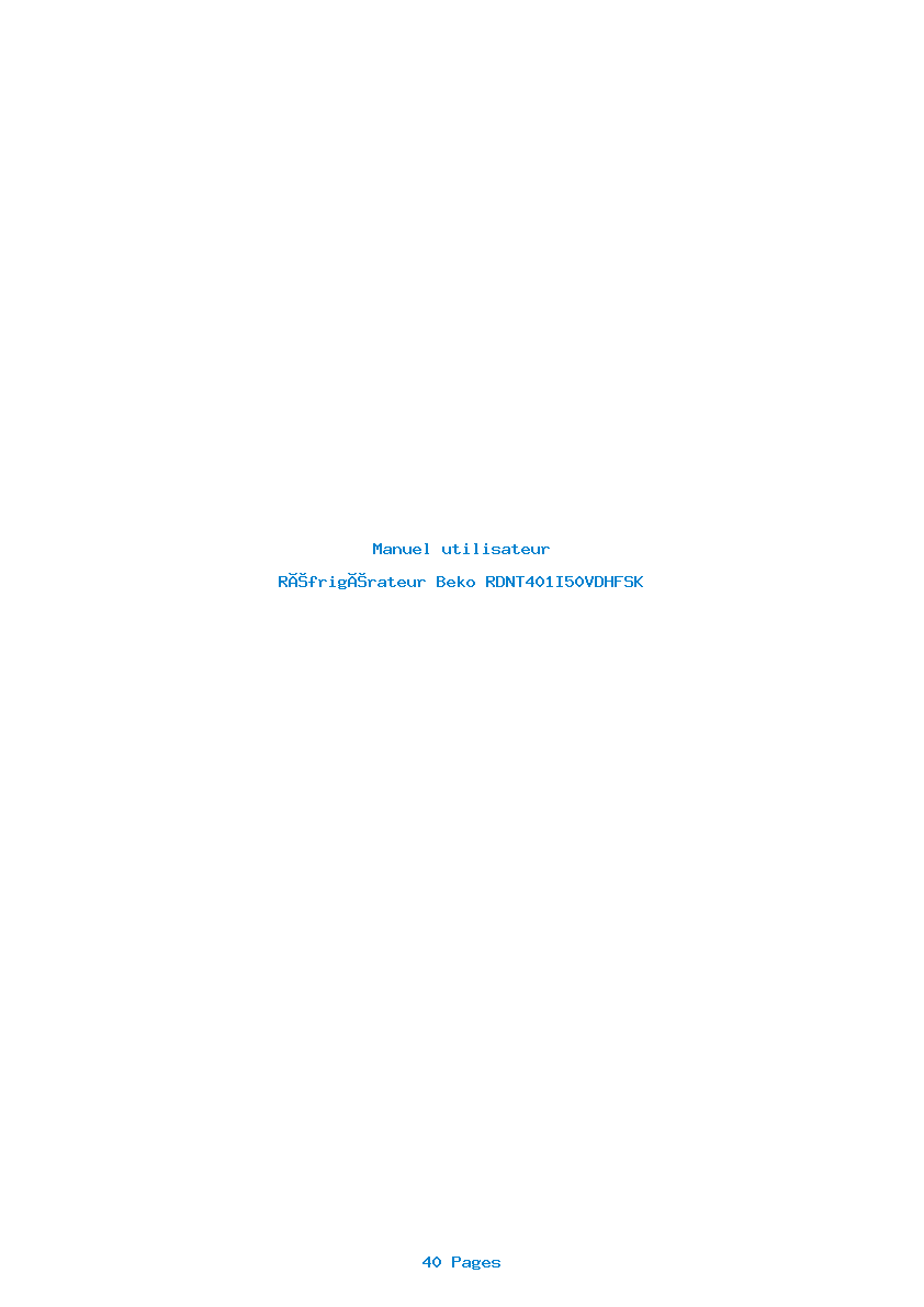 Page 1 de la notice Manuel utilisateur Beko RDNT401I50VDHFSK