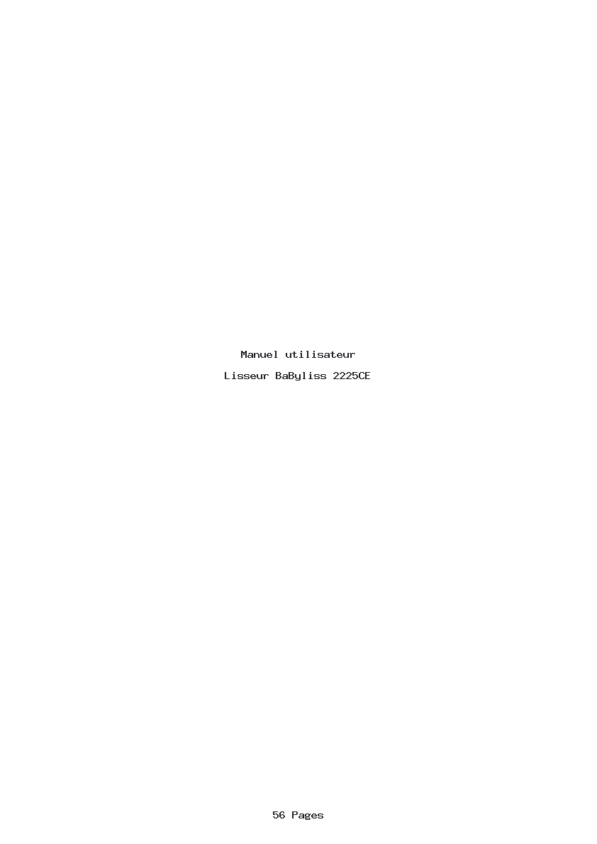 Page 1 de la notice Manuel utilisateur BaByliss 2225CE