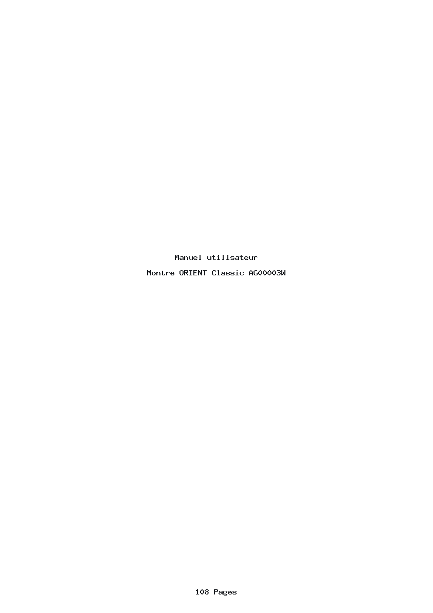 Page 1 de la notice Manuel utilisateur ORIENT Classic AG00003W