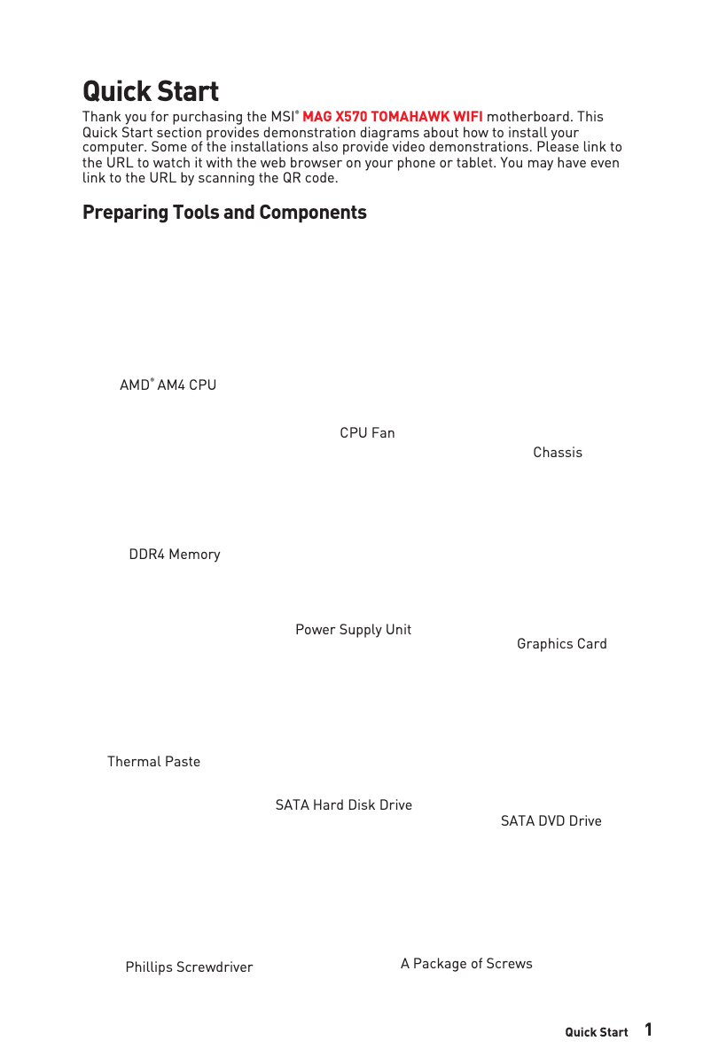 Page 1 de la notice Manuel utilisateur MSI Mag X570 Tomahawk