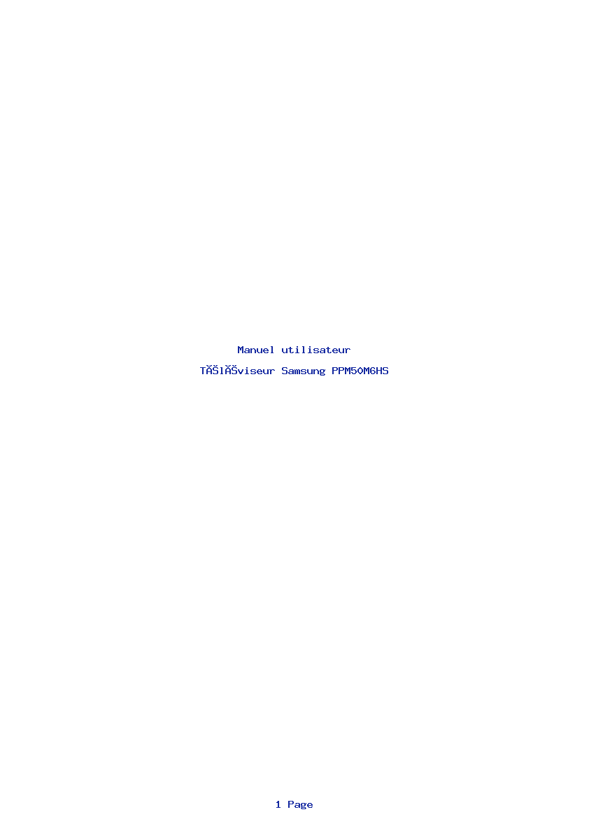 Page 1 de la notice Manuel utilisateur Samsung PPM50M6HS
