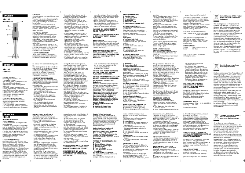 Page 1 de la notice Manuel utilisateur Roadstar HB-100