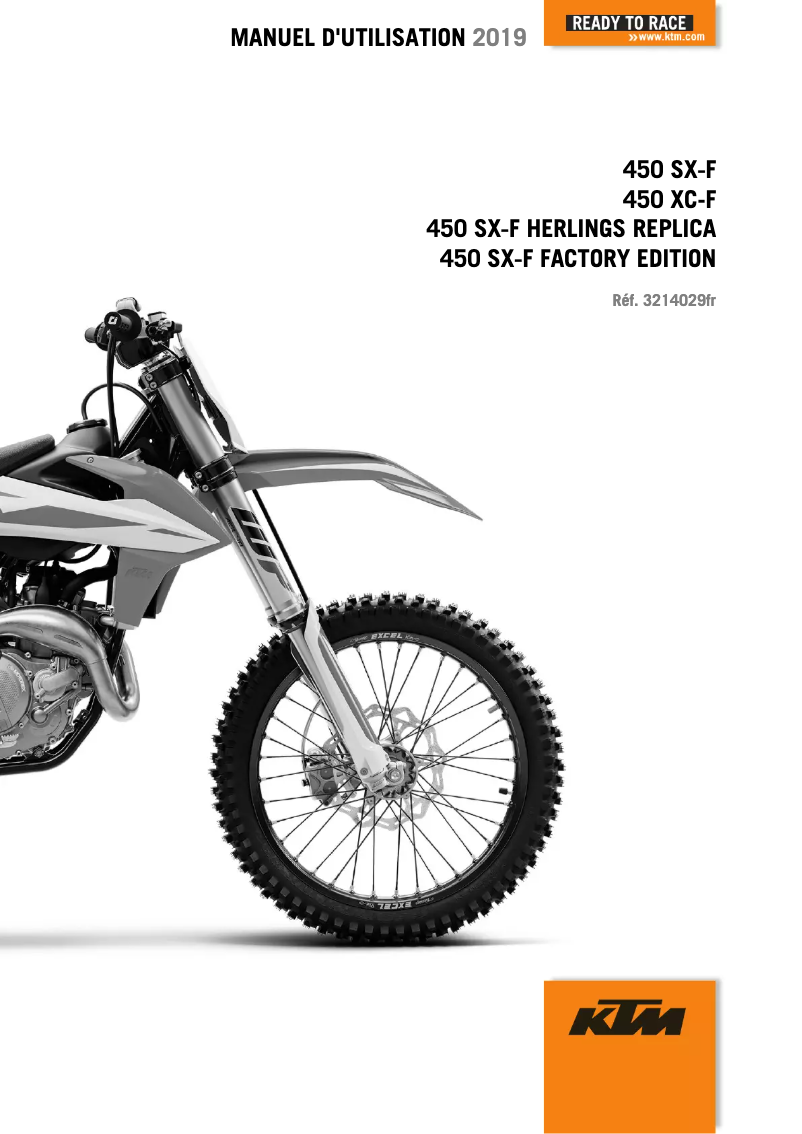 Image de la première page du manuel de l'appareil 450 SX-F (2019)