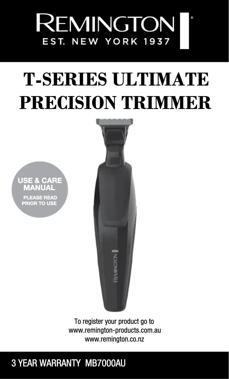 Page 1 de la notice Manuel utilisateur Remington T-Series MB7000AU