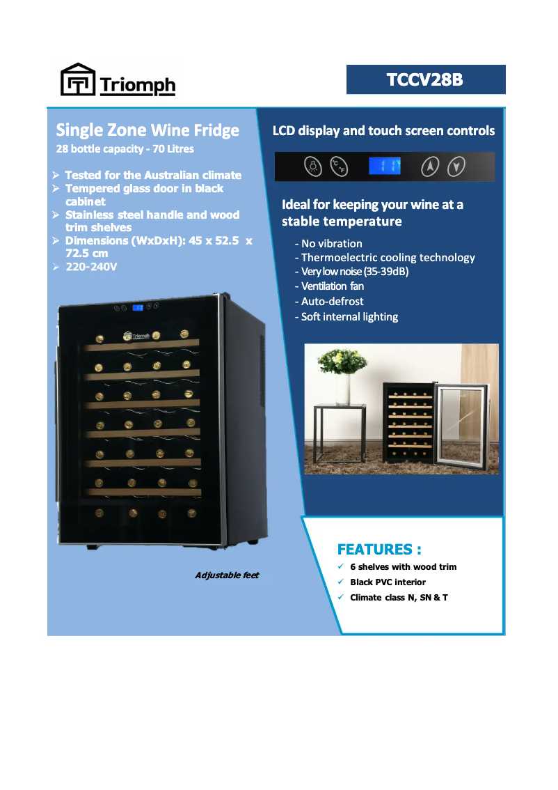 Página 1 del manual Ficha técnica Triomph TCCV28B