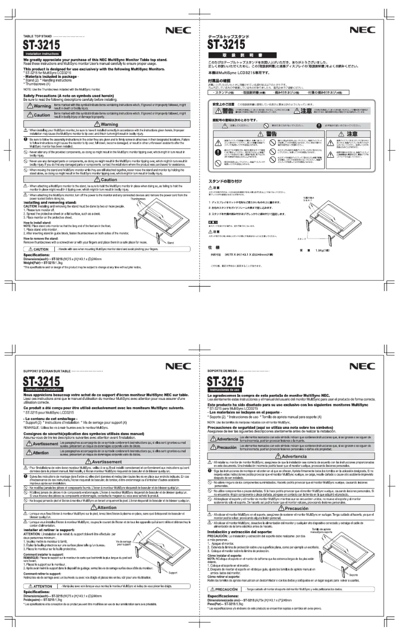 Page 1 de la notice Manuel utilisateur NEC ST-3215