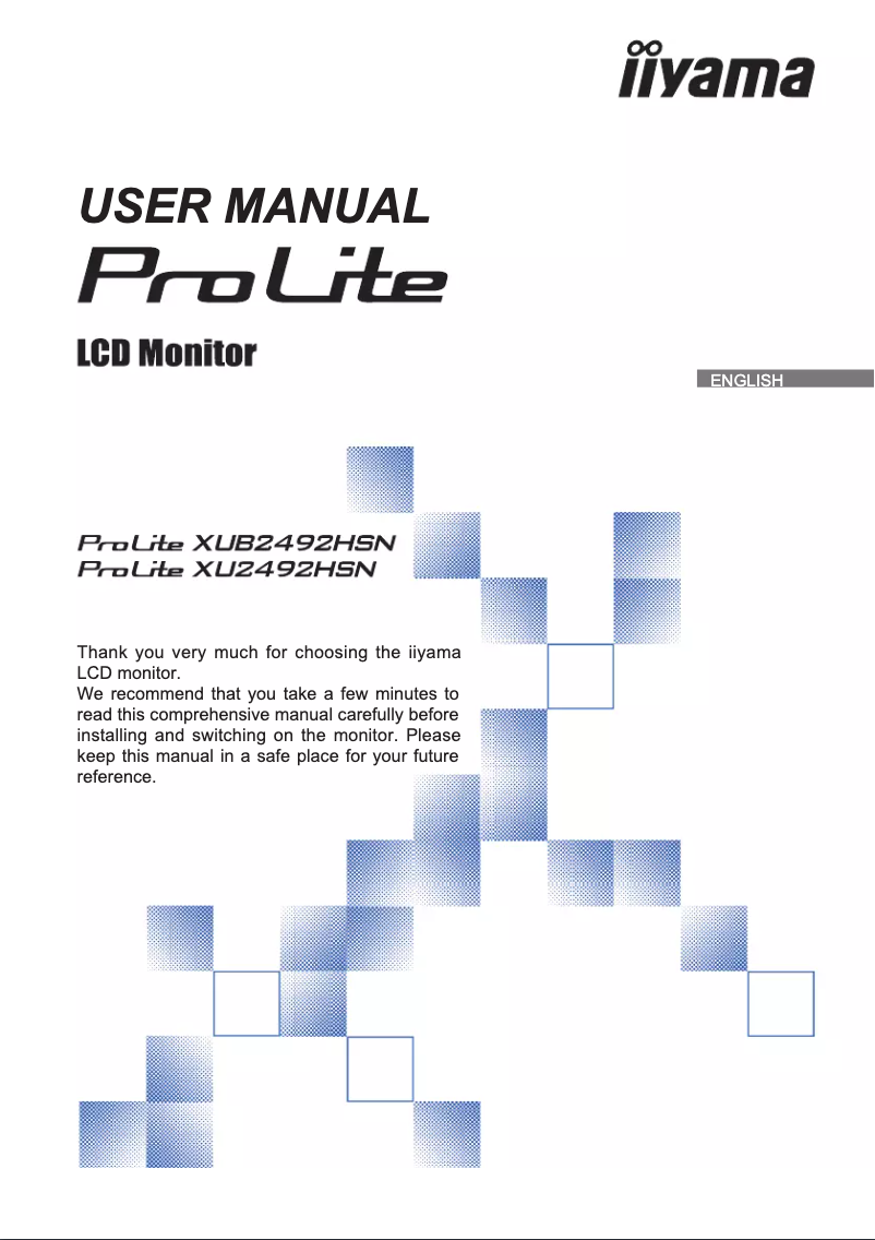 Page 1 de la notice Manuel utilisateur Iiyama ProLite XUB2492HSN-B1