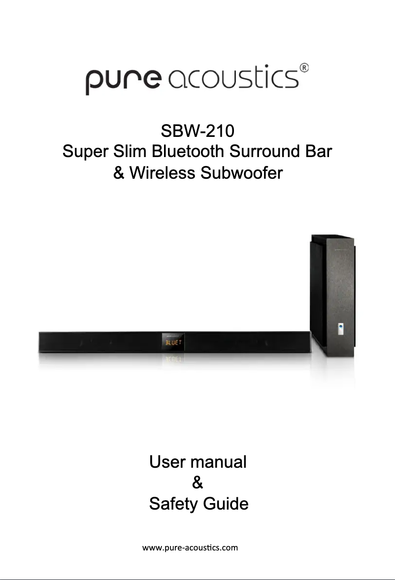 Page 1 de la notice Manuel utilisateur Pure Acoustics SBW-210