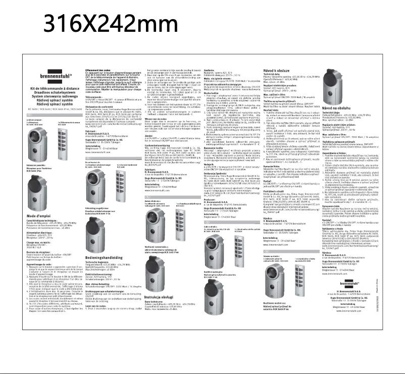 Page 1 de la notice Manuel utilisateur Brennenstuhl Primera-Line RCR 3600