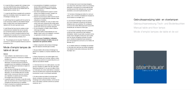 Page 1 de la notice Manuel utilisateur Steinhauer De Rio