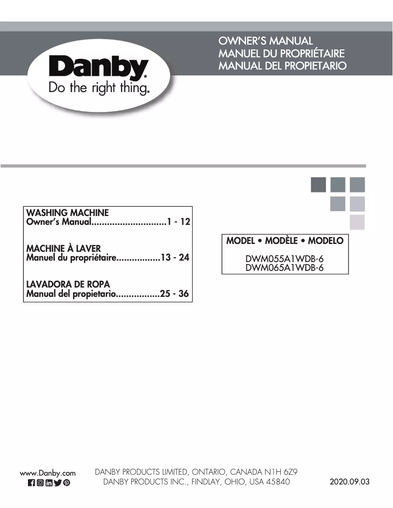 Page 1 de la notice Manuel utilisateur Danby DWM055A1WDB-6