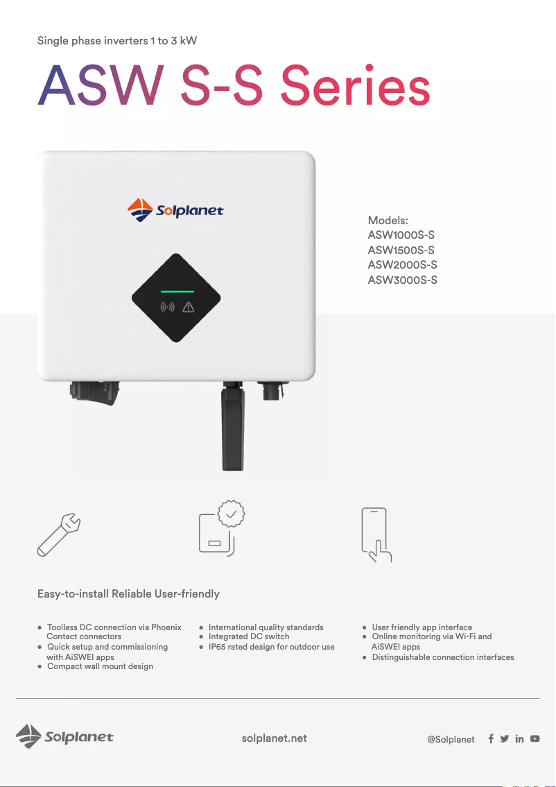 Página 1 del manual Ficha técnica Solplanet ASW1000S-S